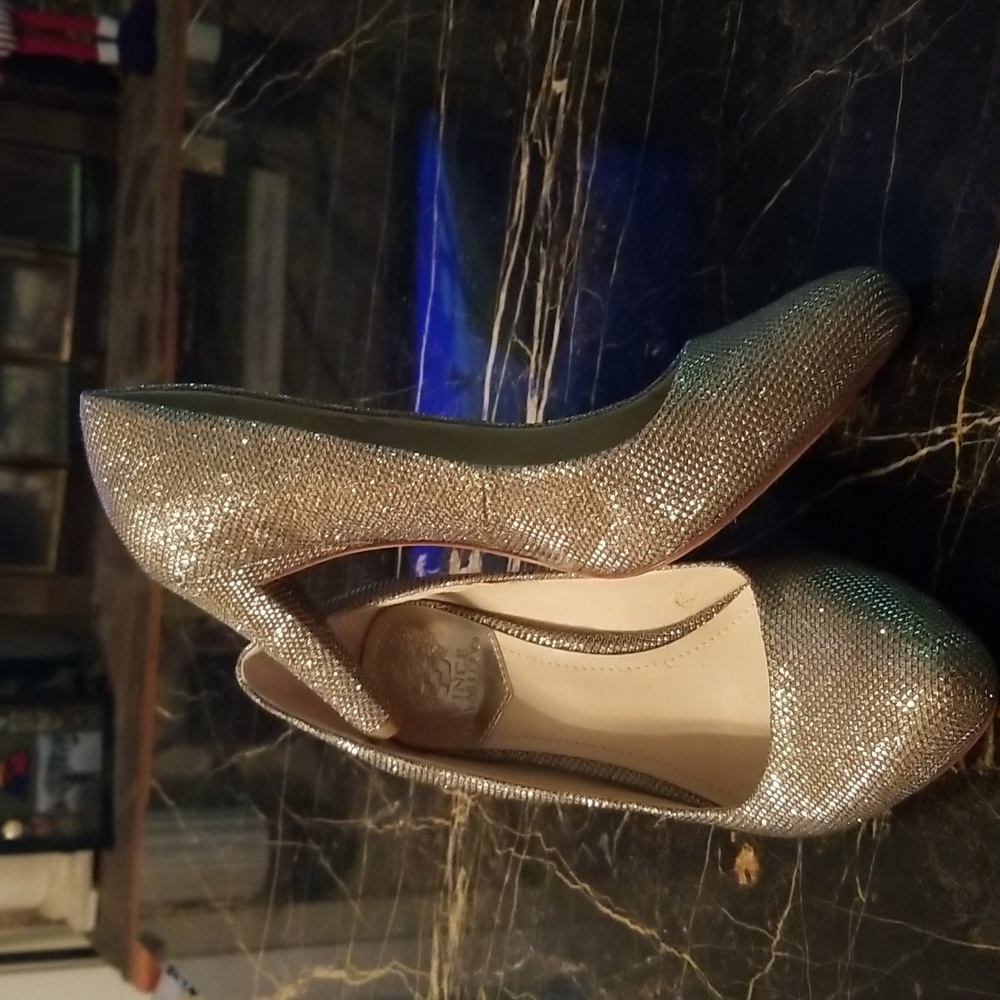 Women's gold high heels.